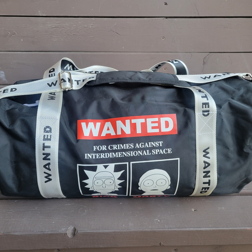 Rick And Morty "Wanted" Black Duffel Bag